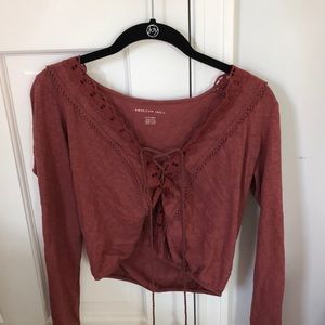 American Eagle XS Light Red Long Sleeve